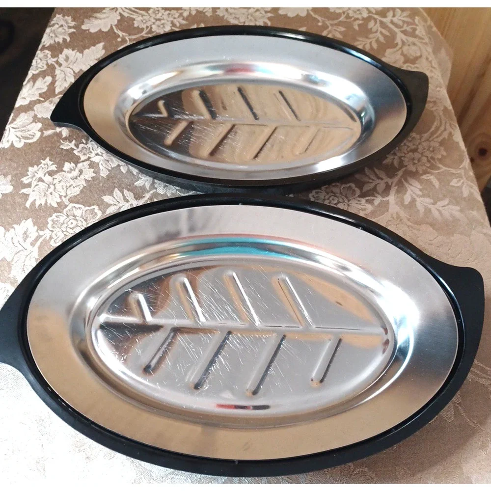 VTG 2 Nordic Ware Oval Large Heavy Serving Platters 15x9 Set #1112 USA